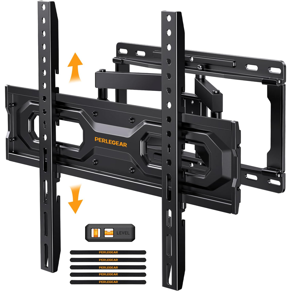 Perlegear full motion mount tilts and swivels for flexible viewing angles