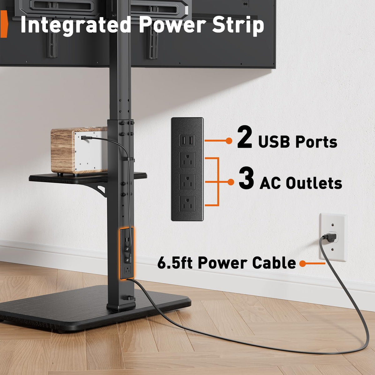 Perlegear height adjustable TV stand offers versatile viewing from seated to standing.
