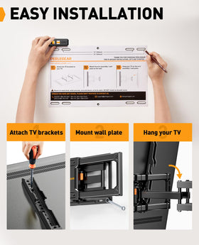 Perlegear mounted TV in living room showing flexible viewing and neat cables
