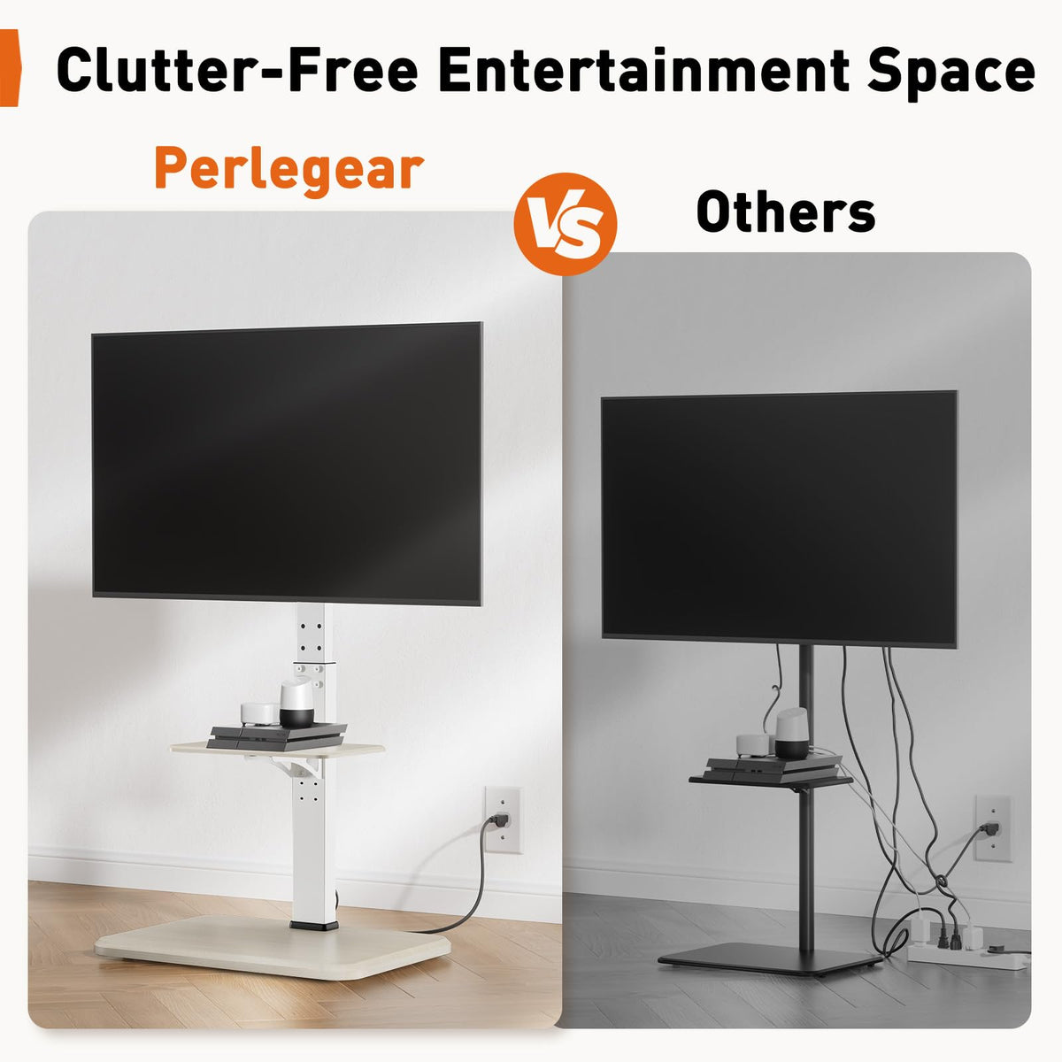 Perlegear media shelf holds AV components up to 22 lbs.