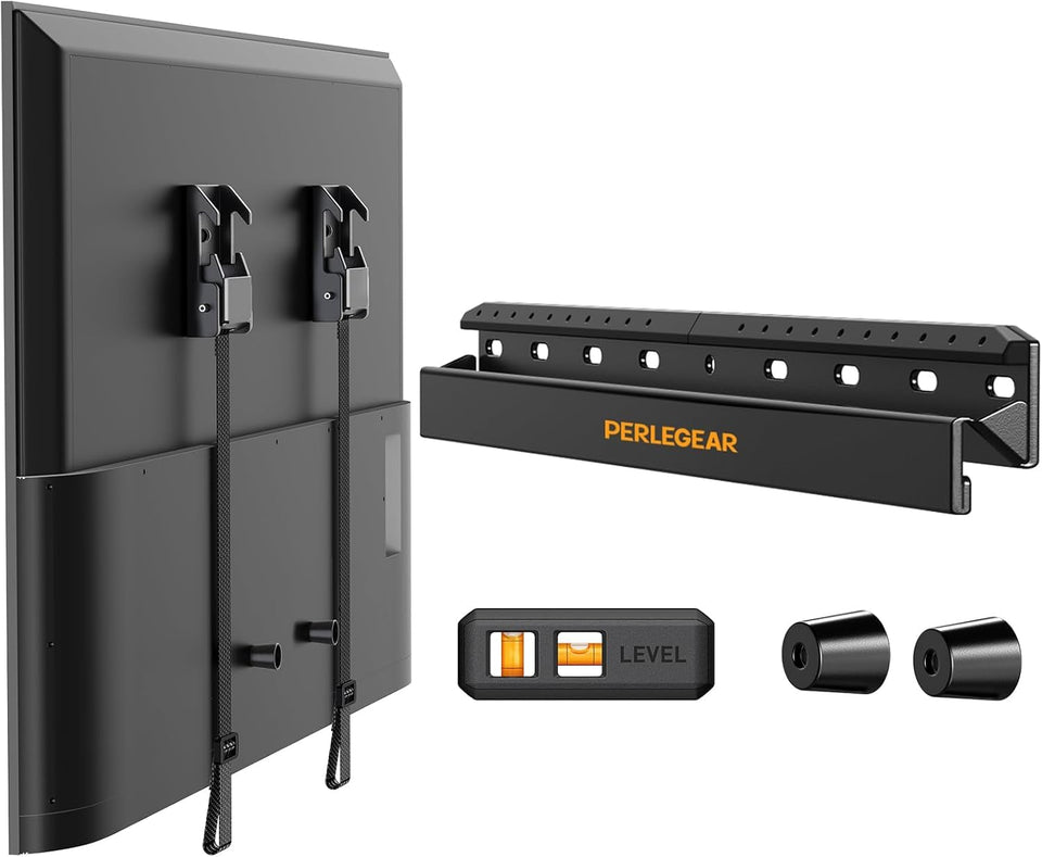 Perlegear no drill wall mount shows compact design for 24–65 inch TVs