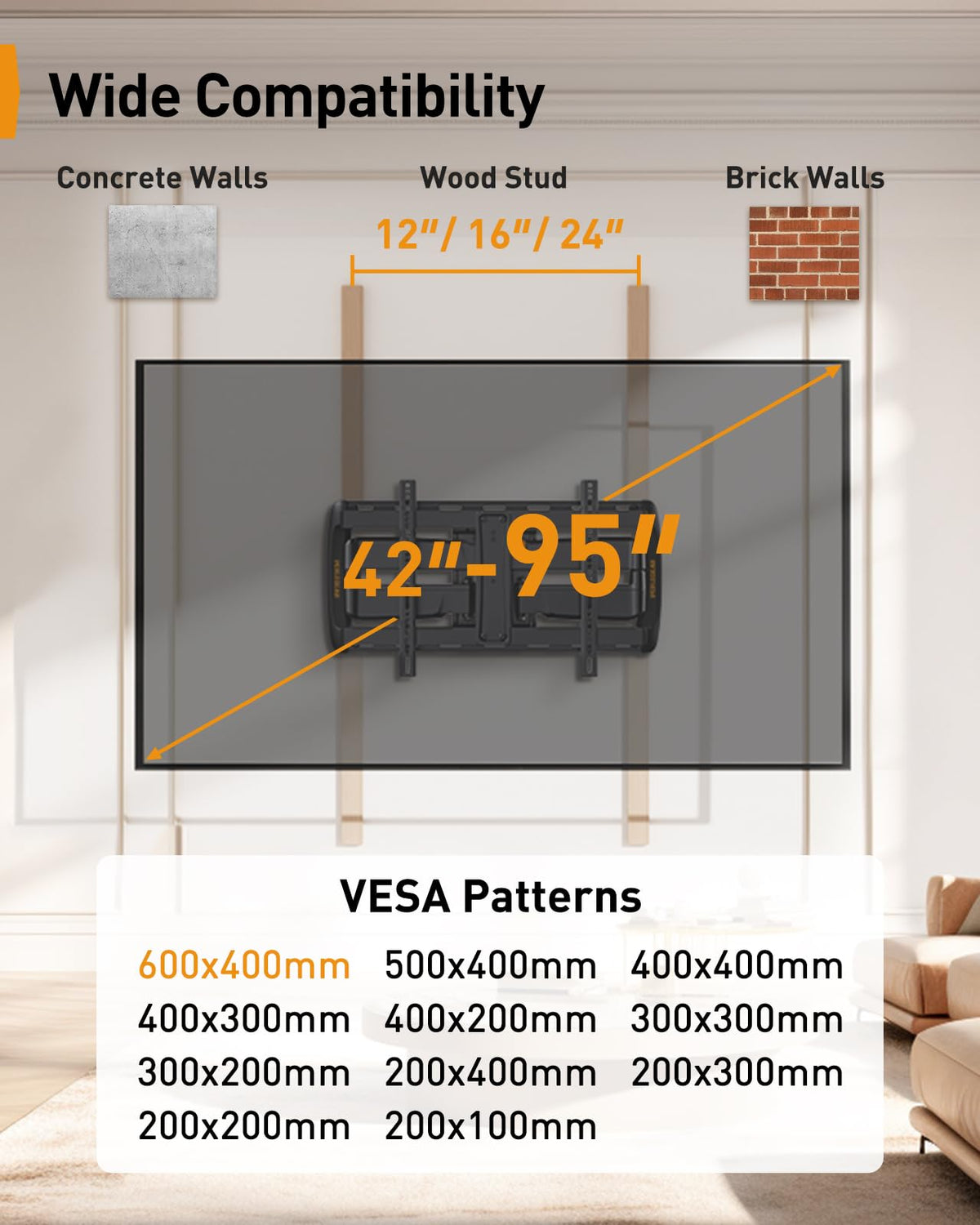 Center your TV quickly with PGTVM41B's horizontal adjustment for balanced viewing.