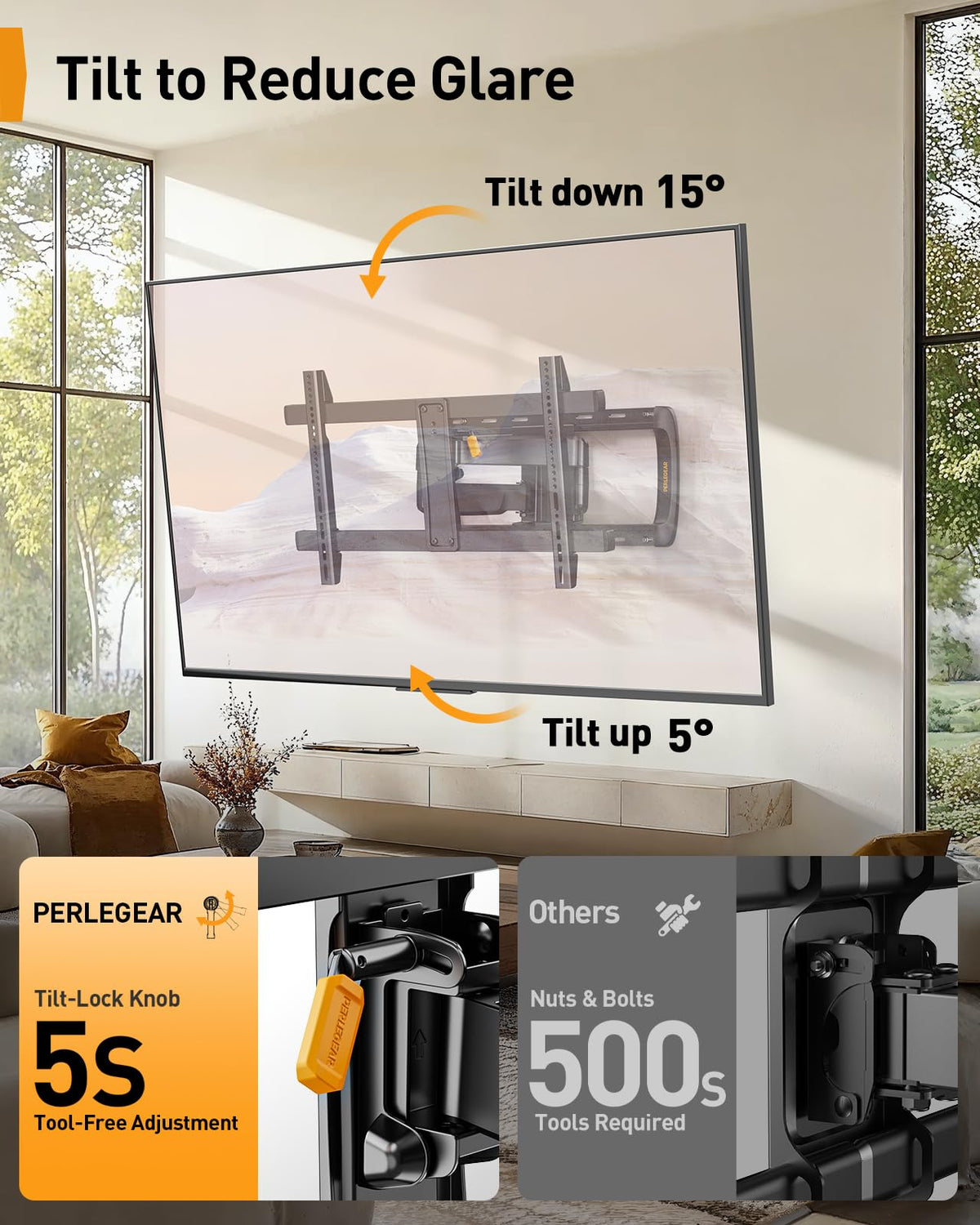 Works with 12, 16, or 24 inch wood studs and concrete or brick walls.