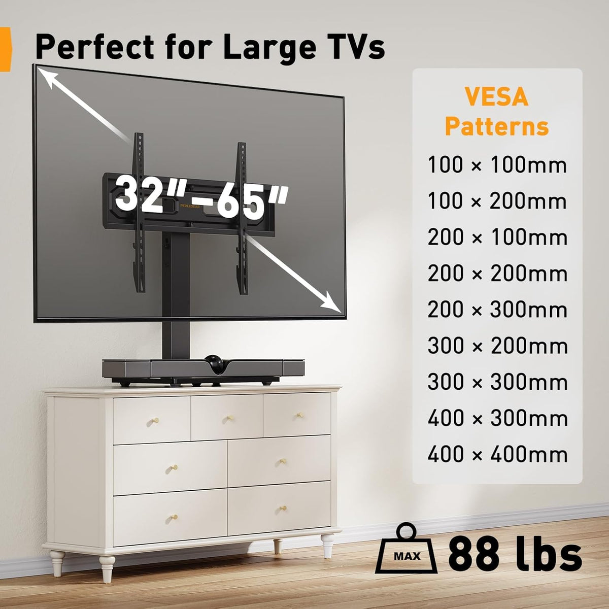 Perlegear side profile with adjustable heights for viewing comfort