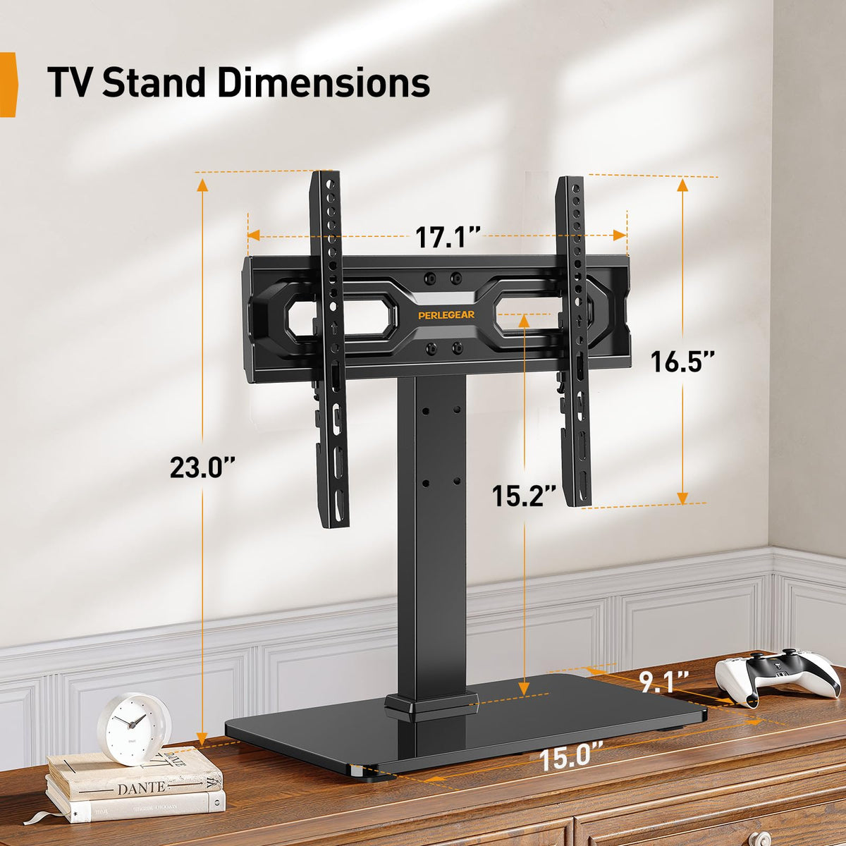 Perlegear size comparison with remote illustrating compact footprint benefit