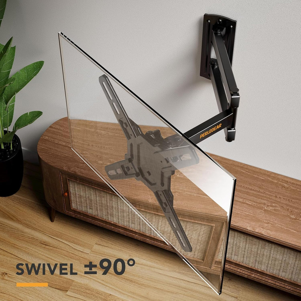 Perlegear slim wall mount keeps TV 2.5 inches from the wall.