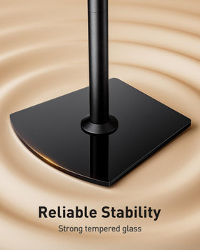 Perlegear next to sofa showing 33.6 inch height for ear-level listening