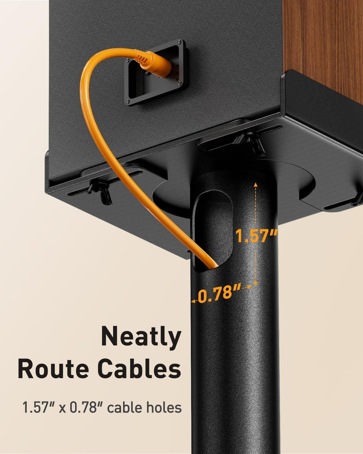 Perlegear side profile holding a bookshelf speaker improving soundstage