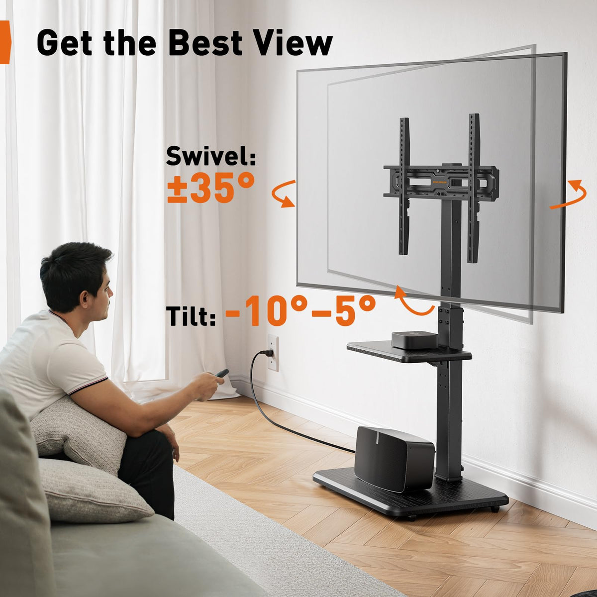 Perlegear swivel and tilt reduce glare for comfortable viewing angles.