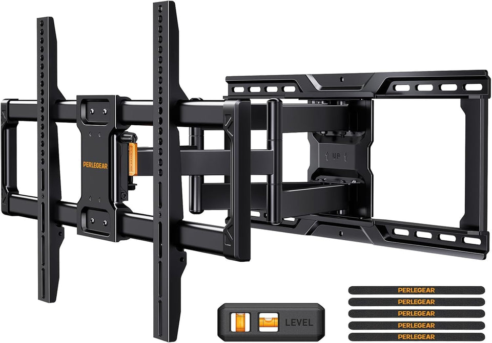 Perlegear UL-listed full-motion TV wall mount assembly for easy setup