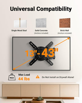 Perlegear universal compatibility supports VESA 75x75 to 200x200 for many TVs.