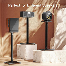 Perlegear stand base detail shows wide 11.8-inch square footprint for solid grounding