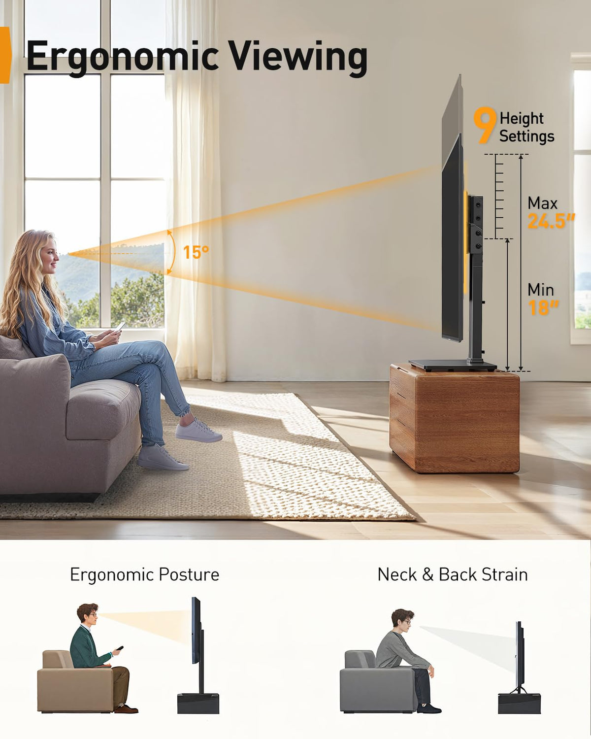 Perlegear VESA 400x400 compatibility covers a wide range of TVs and layouts.