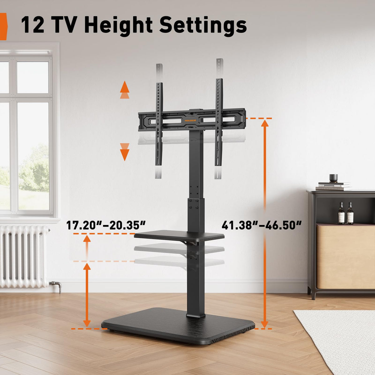 Perlegear wide compatibility supports 32–75 inch TVs with VESA up to 600x400mm.