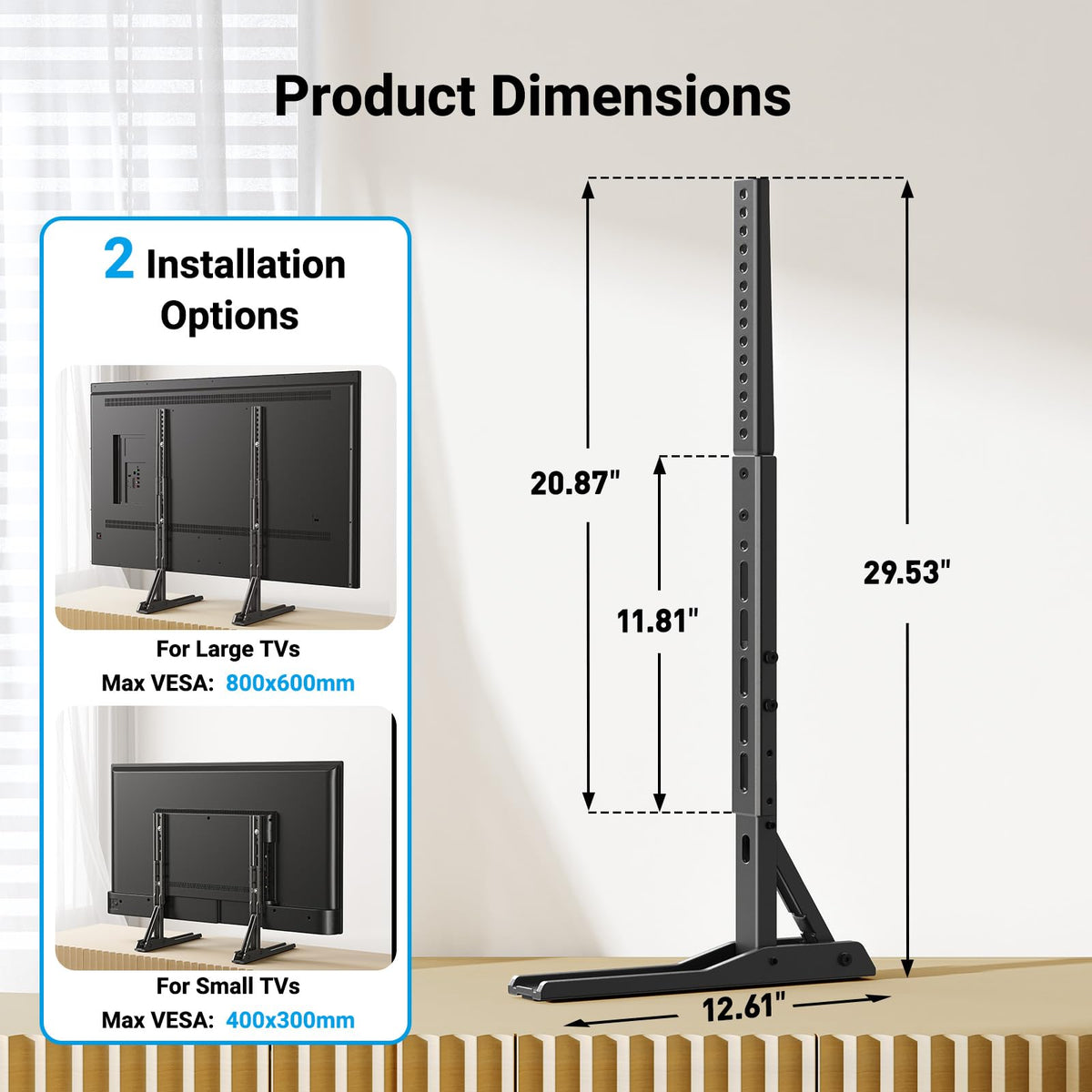 PERLESMITH 110lbs weight capacity supports larger screens safely.
