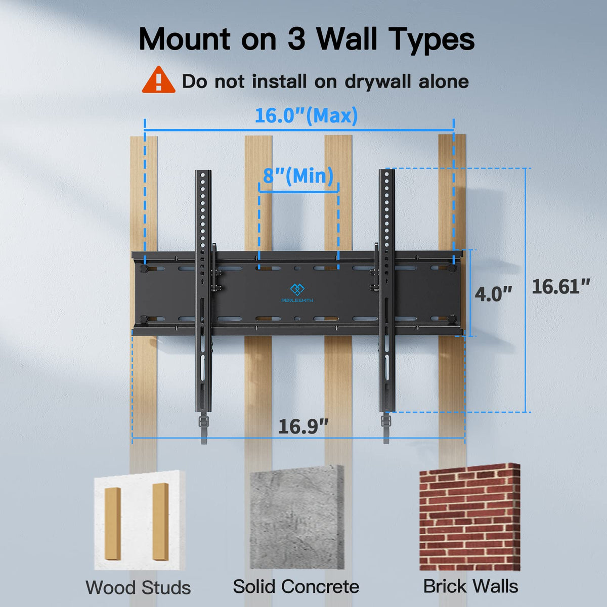 PERLESMITH tilt 7 degrees reduces glare for comfortable viewing.