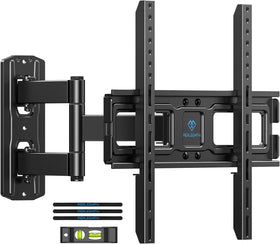 PERLESMITH front view of corner TV mount showing clean profile and stability