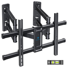 PERLESMITH front view of corner TV mount showing compact folded benefit