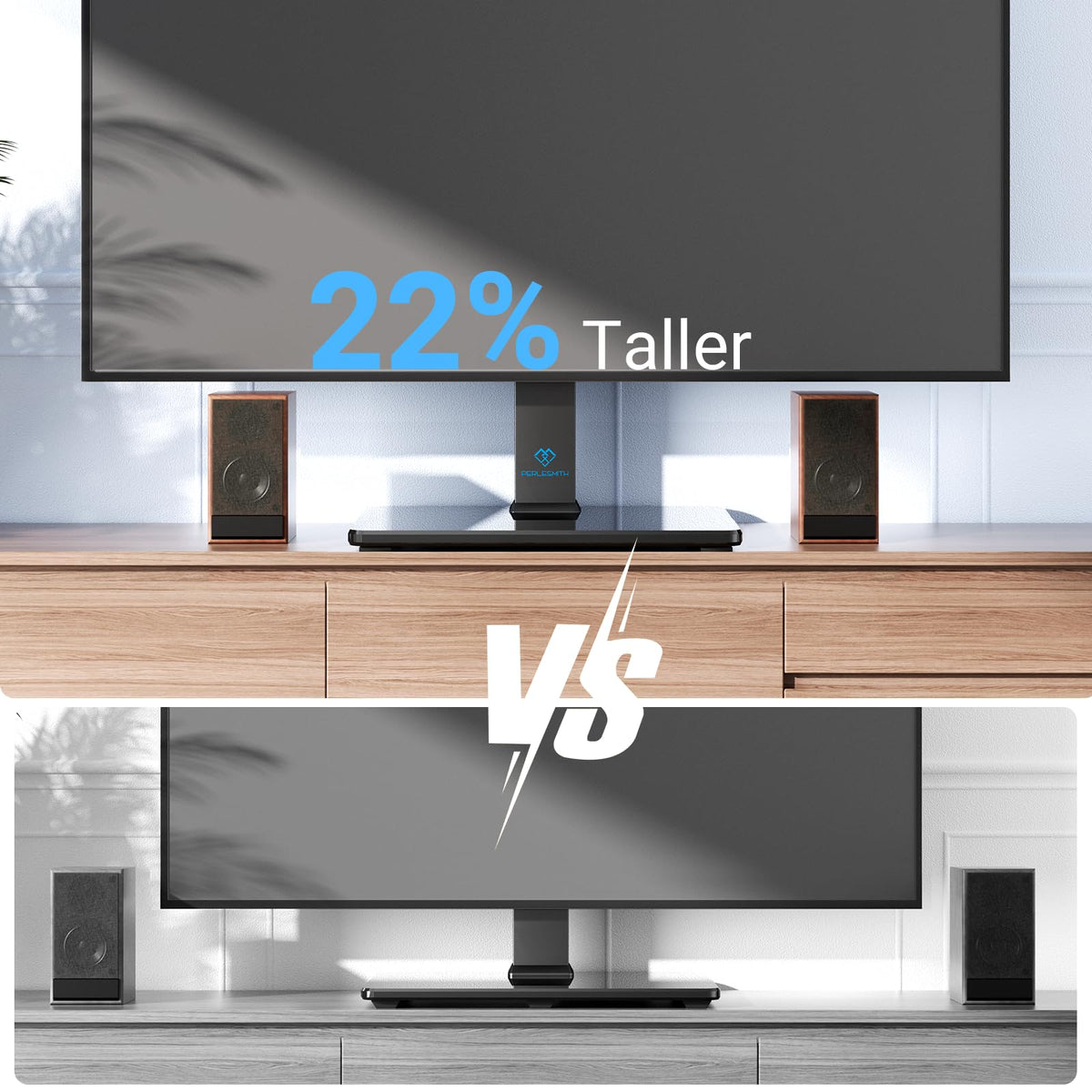 PERLESMITH four-height options to accommodate soundbars and different TV heights