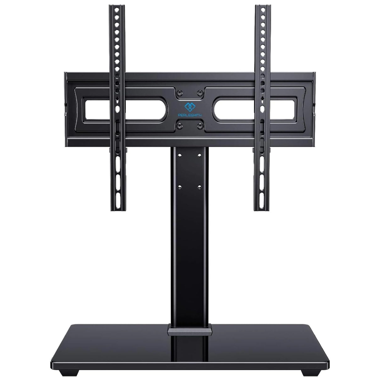 PERLESMITH front view of assembled TV stand showing stable display benefit