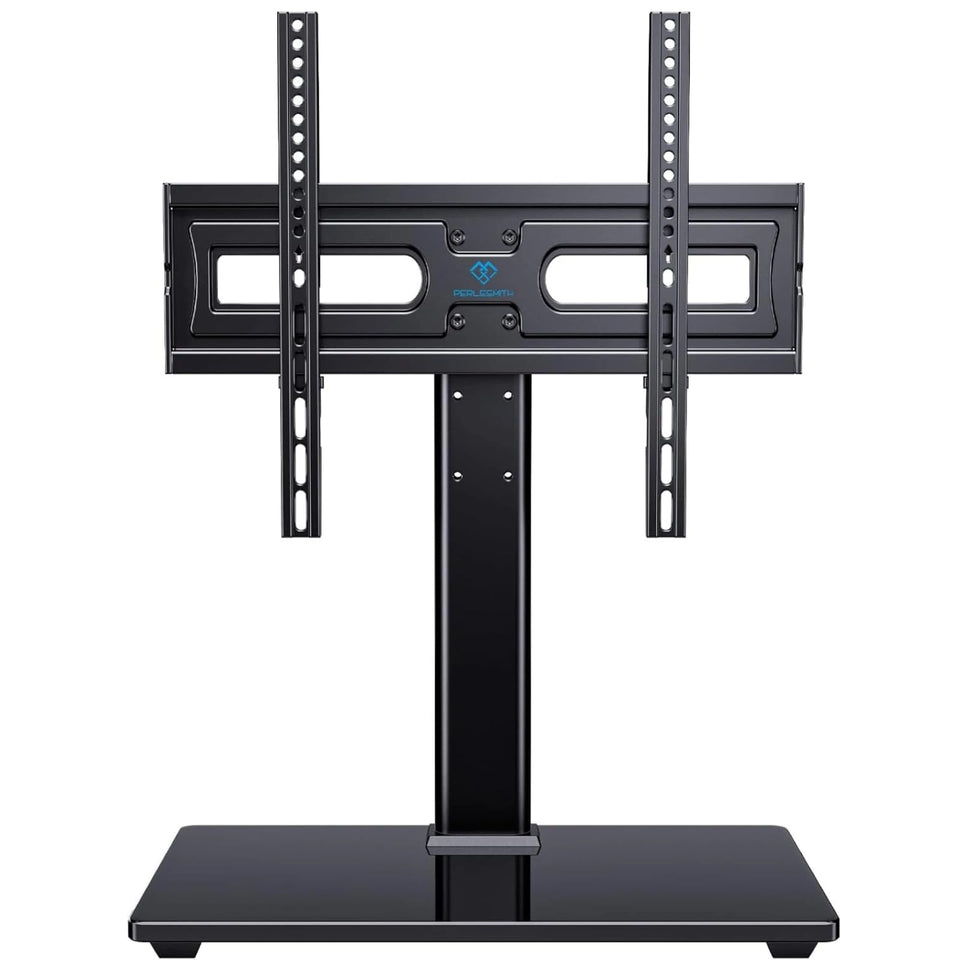 PERLESMITH front view of assembled TV stand showing stable display benefit