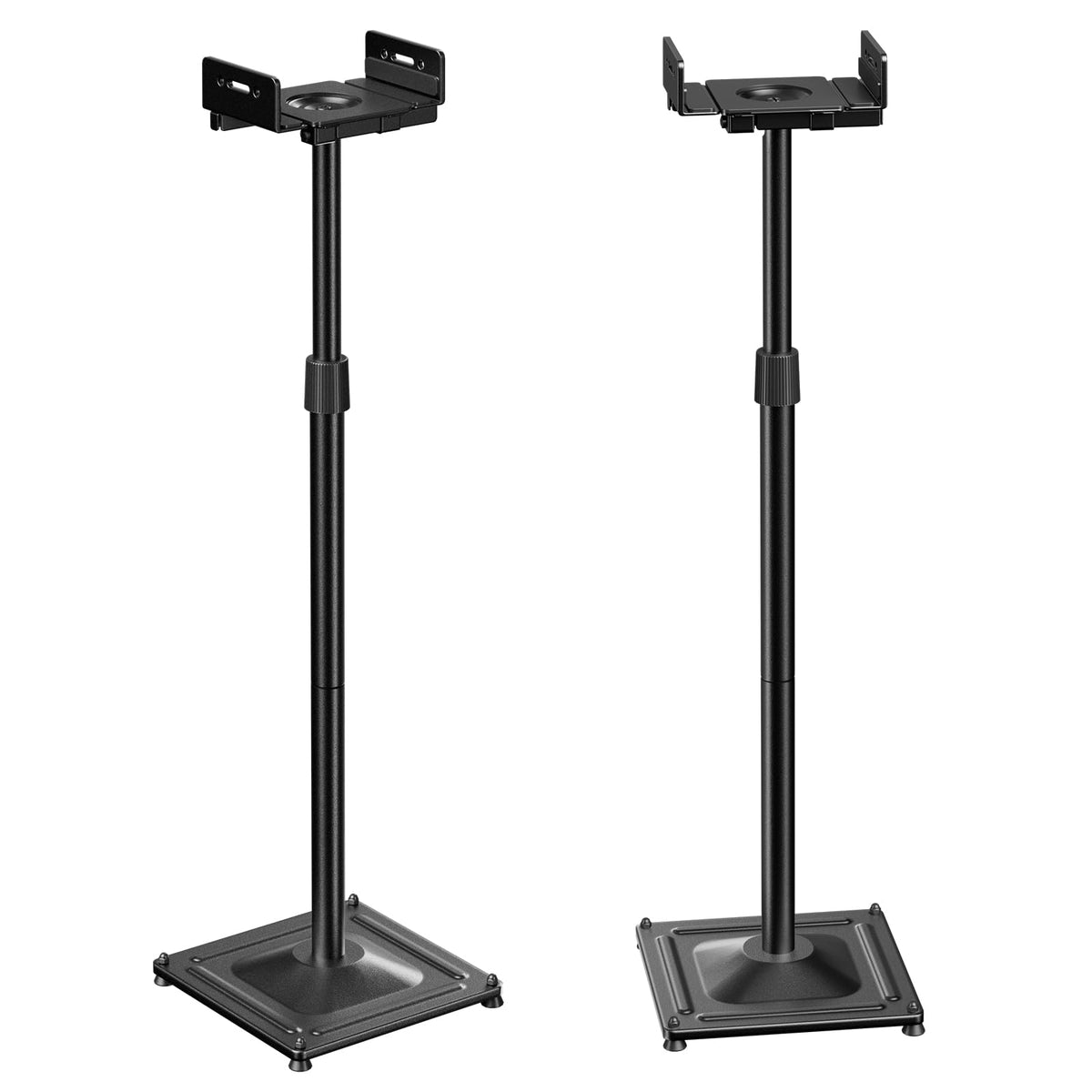 PERLESMITH front view of speaker stand pair showing sleek profile and stability