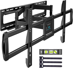 PERLESMITH full-motion TV wall mount shows wide 42–97 inch screen compatibility and sturdy design for flexible setups