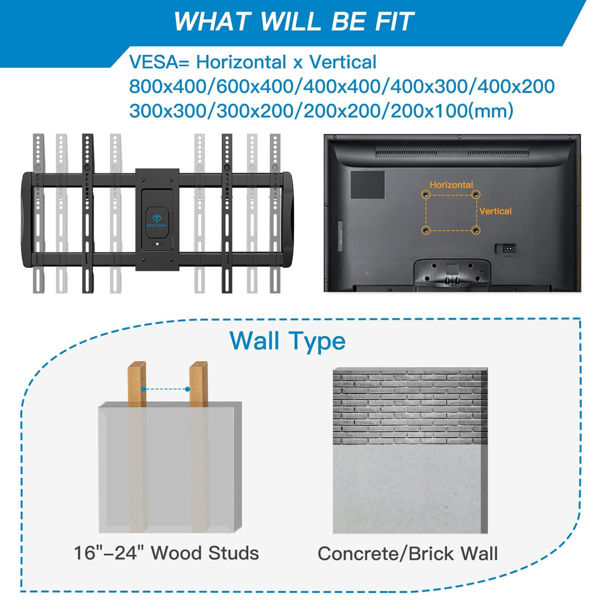 PERLESMITH full-motion mount offers 90 degree swivel for room-wide viewing.