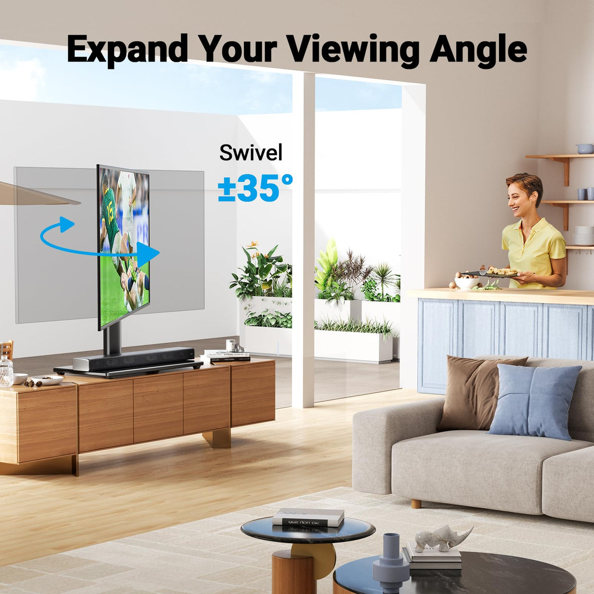 PERLESMITH height adjustable tabletop TV stand for flexible viewing