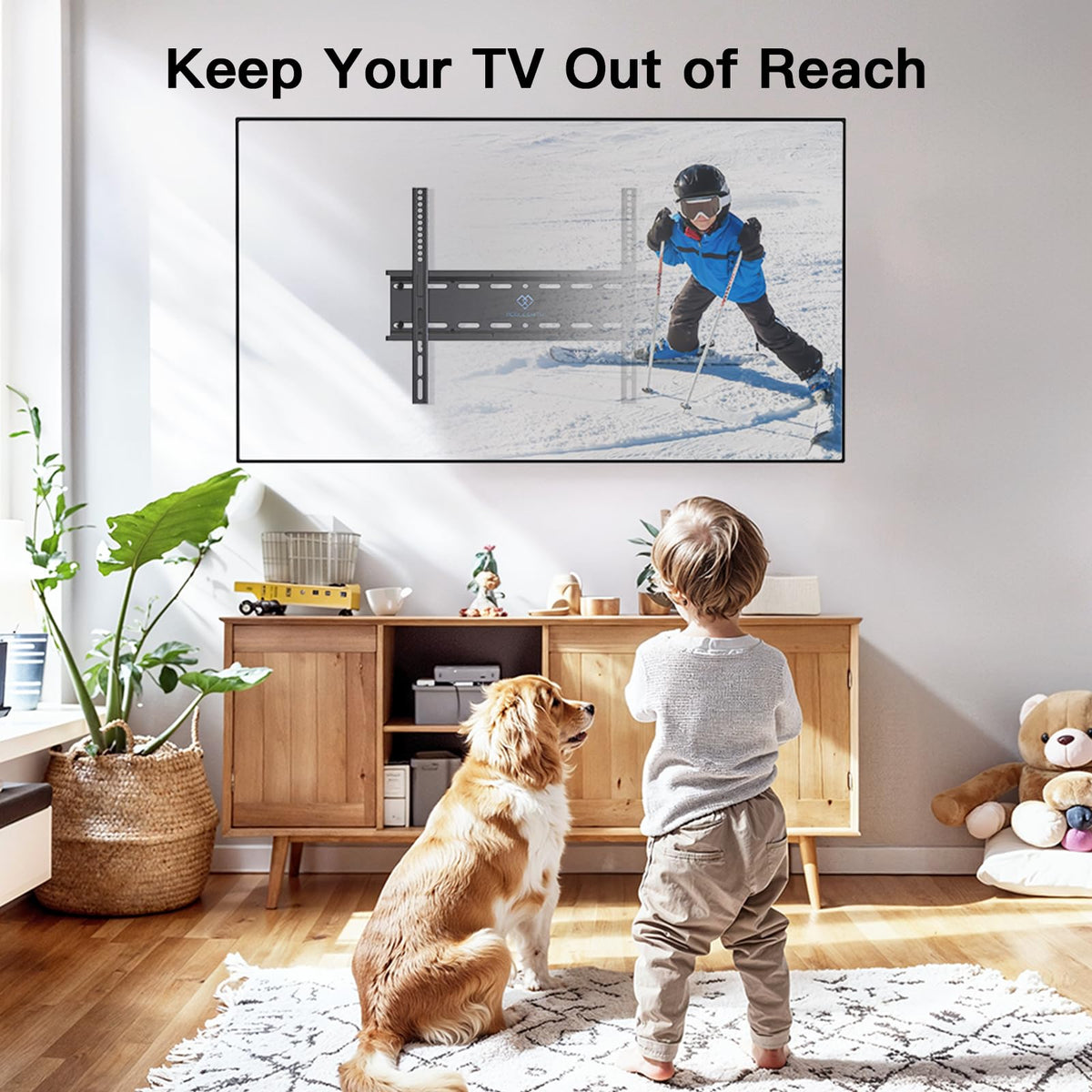 PERLESMITH included bottom safety screws prevent TV movement.