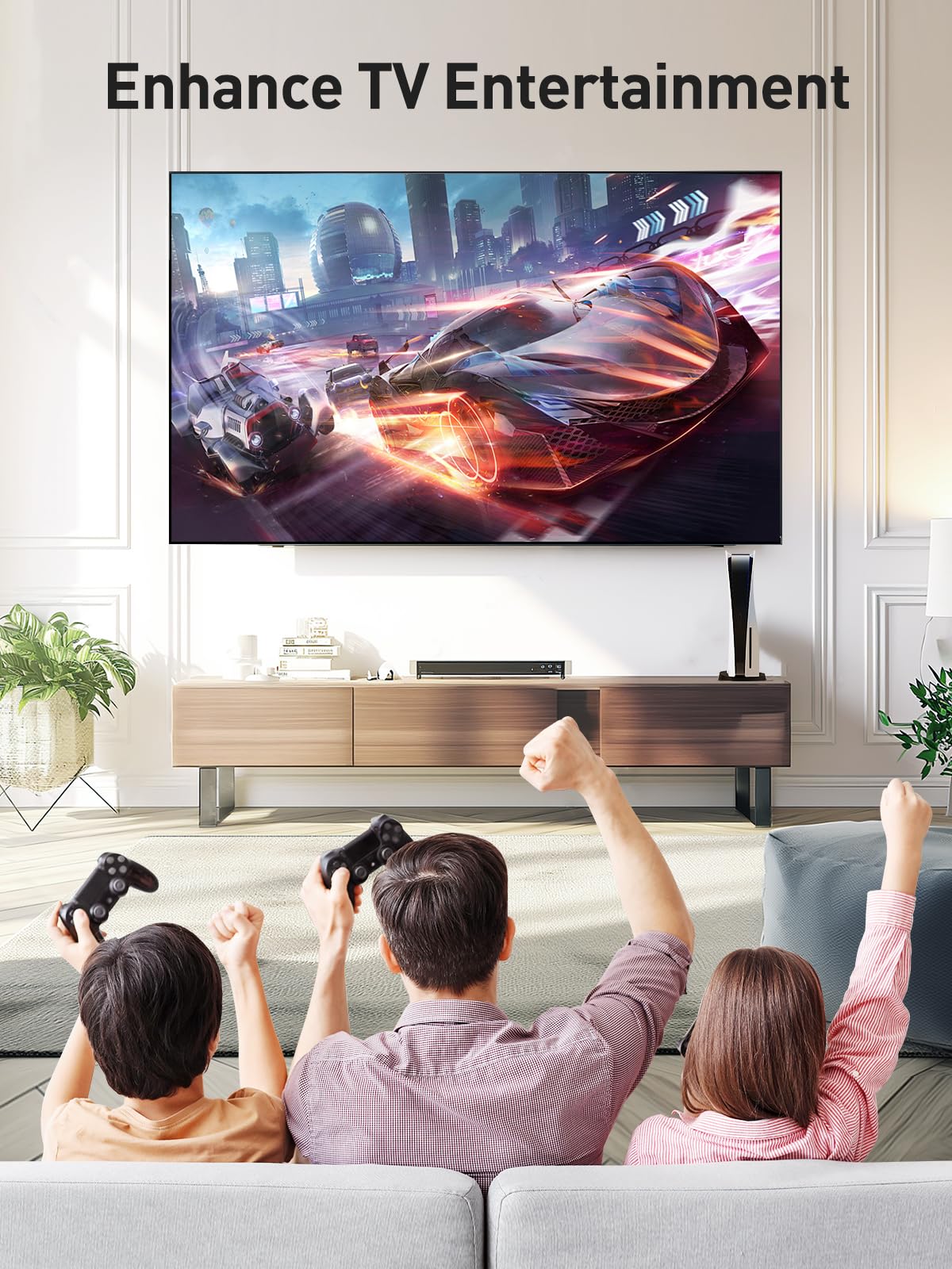 PERLESMITH living room setup demonstrating improved sightlines and space savings