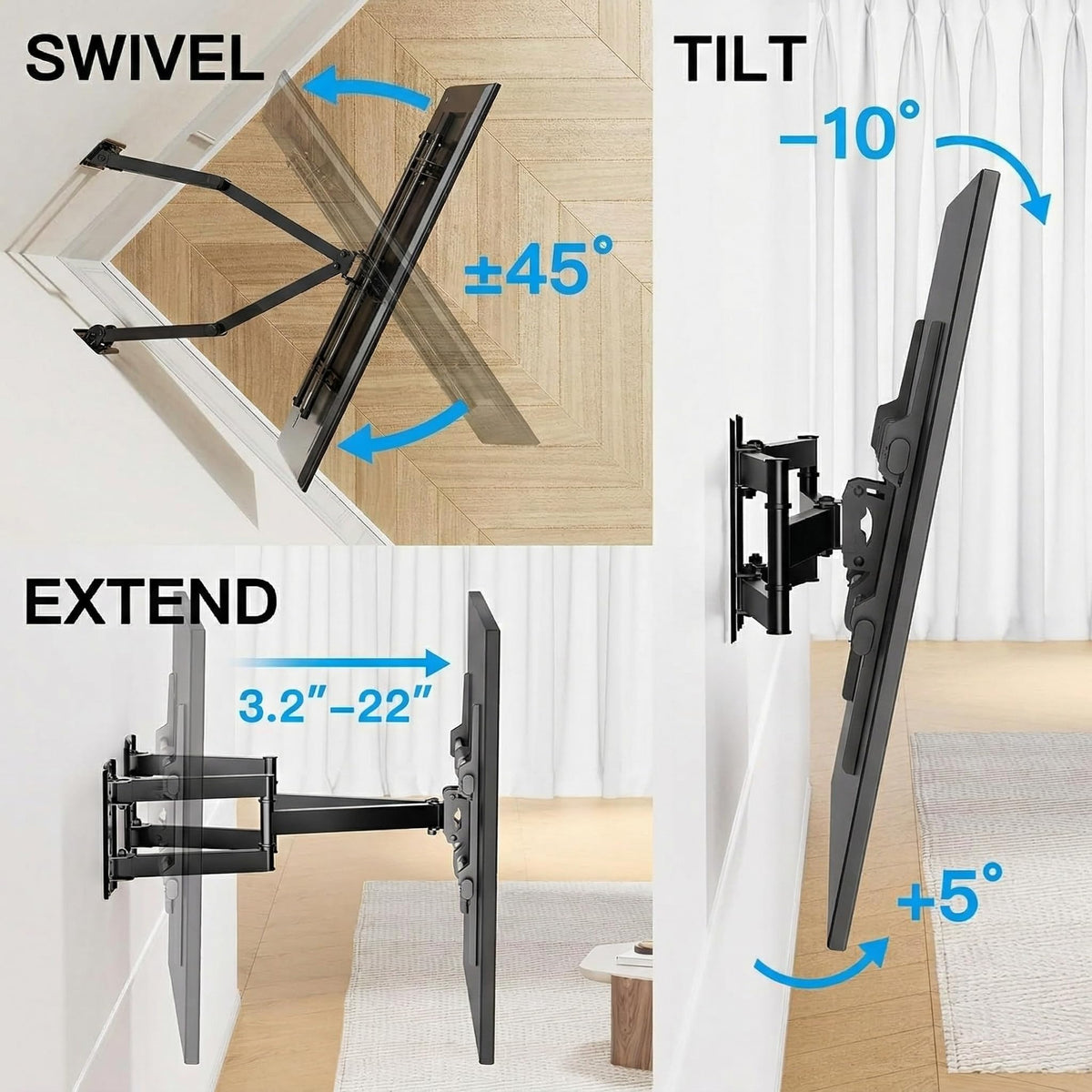 PERLESMITH extended arm side profile demonstrating flexible viewing benefit