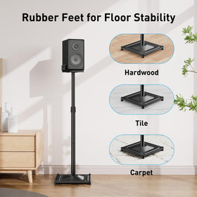 PERLESMITH adjustable platform demonstrating 4.5 to 9 inch speaker grip range