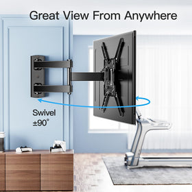 PERLESMITH mounted TV in living room showing clean look and cable management