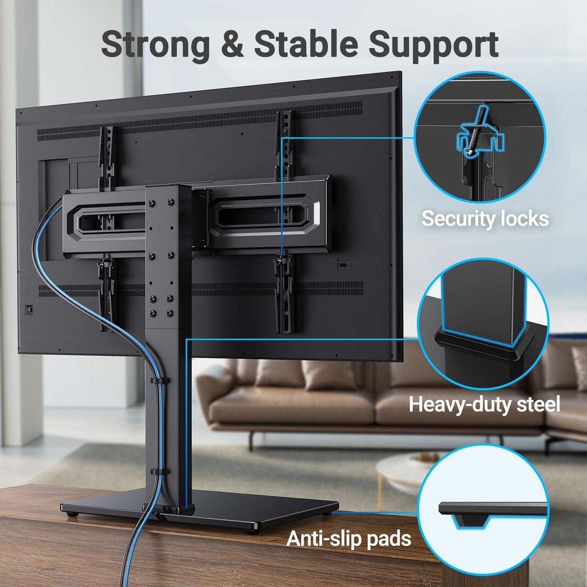 PERLESMITH PSTVS35 tempered-glass base providing stable support and anti-slip footing