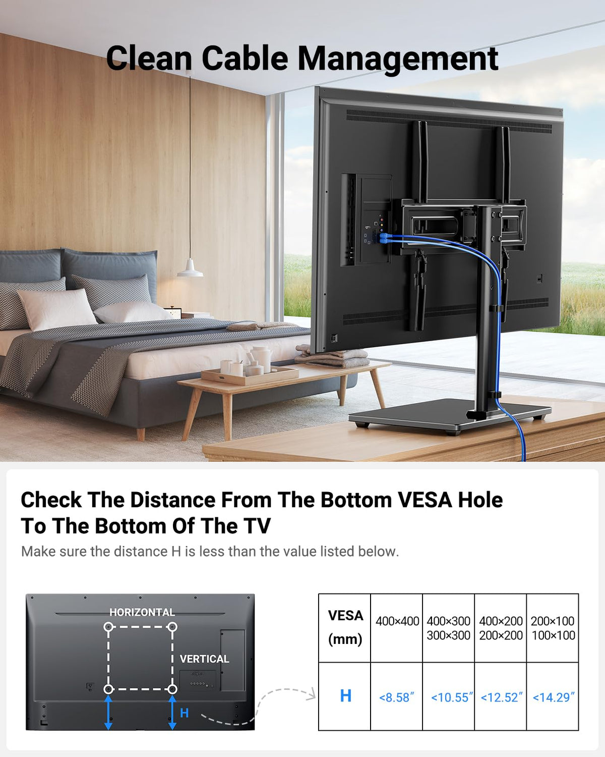 PERLESMITH TV stand swivel in living room offering flexible viewing angles