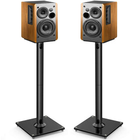 PERLESMITH universal floor speaker stands with a 45-degree top plate for precise direction.