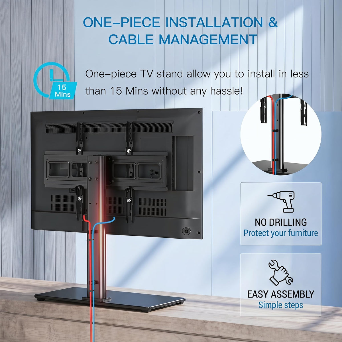 Easy, tool-free assembly of the PERLESMITH PSTVS11 universal stand.