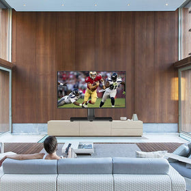 Steel pillar and large base provide secure support for your home theater setup.