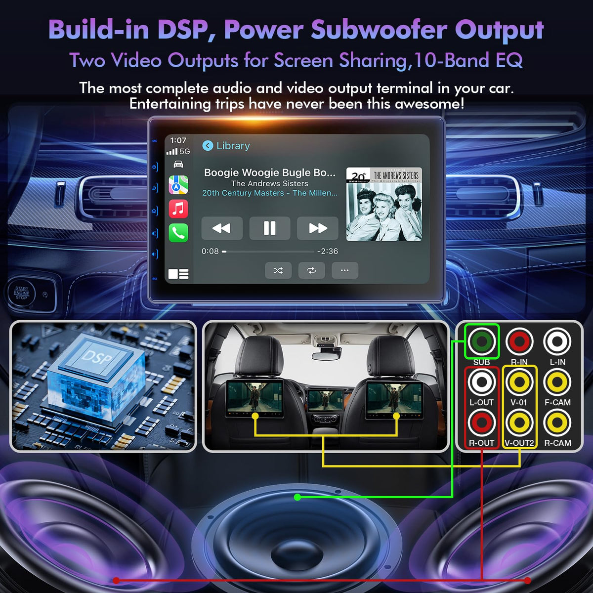 Perloyal 10-band EQ and dual outputs tailor car audio to your preferences