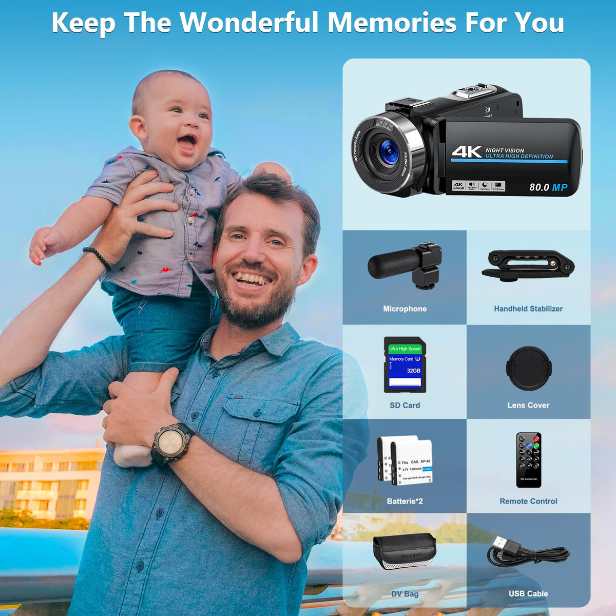 Peryoua 32GB SD card included for immediate recording