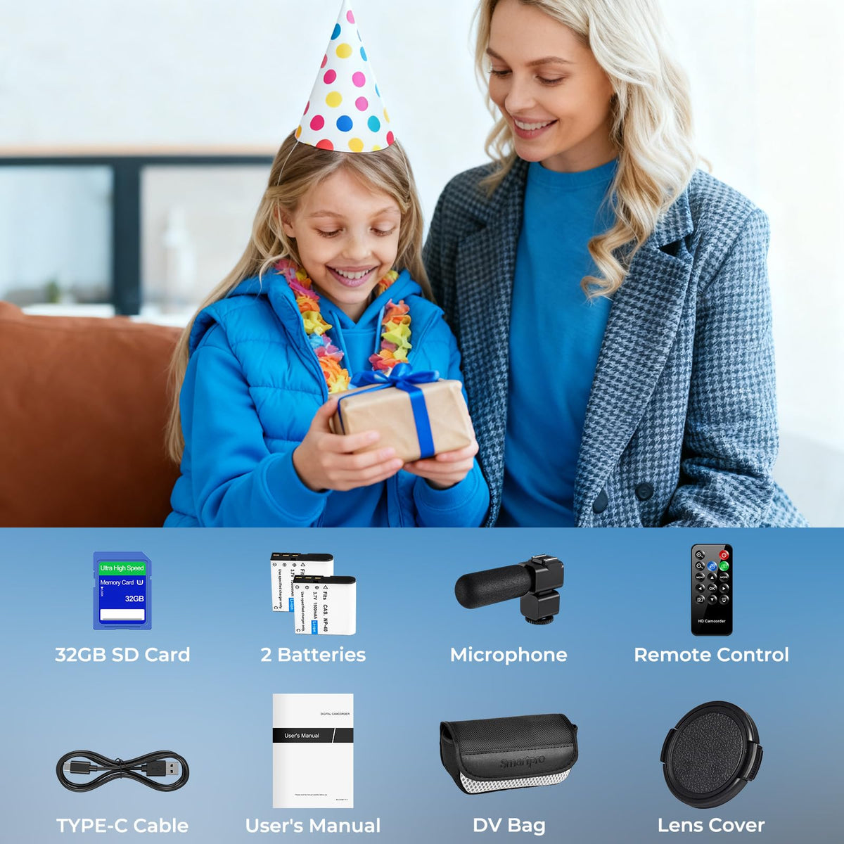 Peryoua 4K camera includes 32GB SD card for instant start