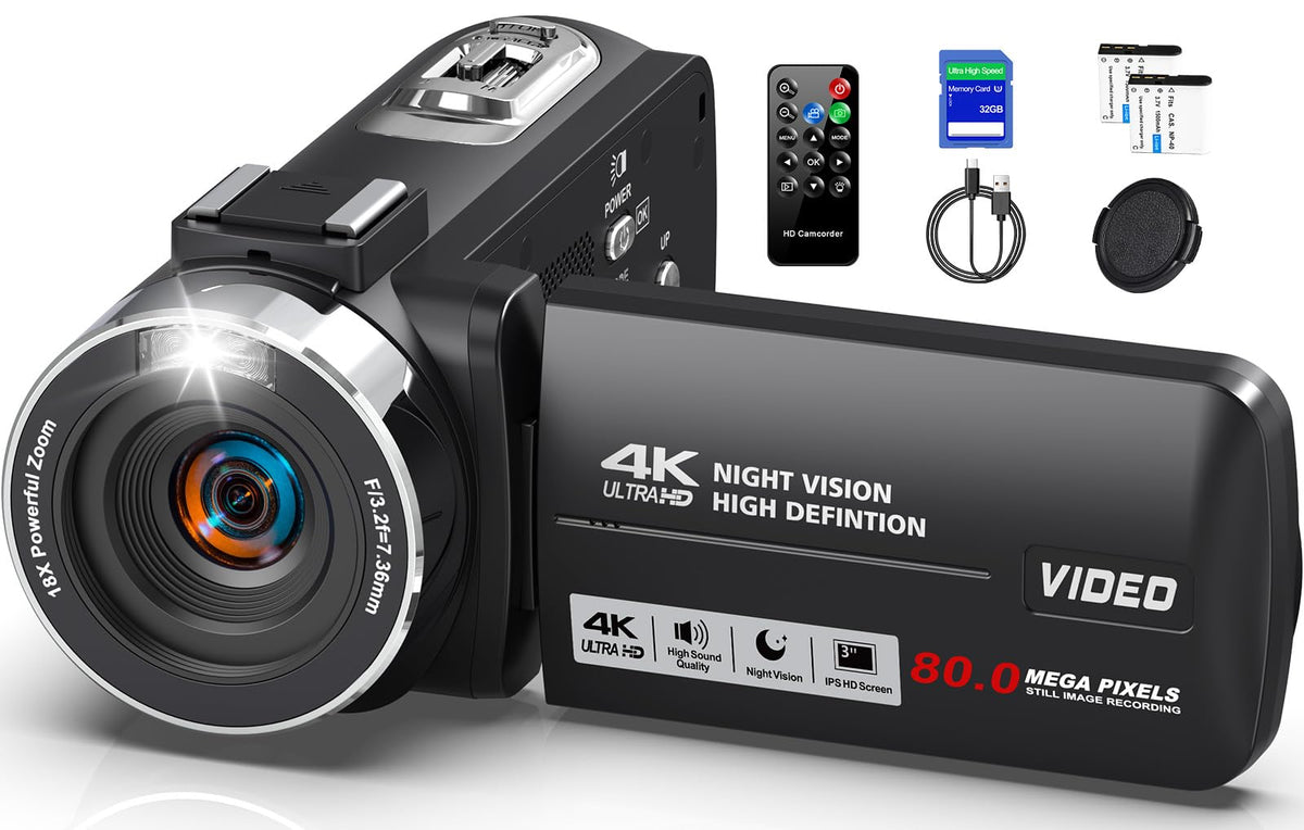 Peryoua 4K camera front view shows compact, lightweight design for easy handheld shooting