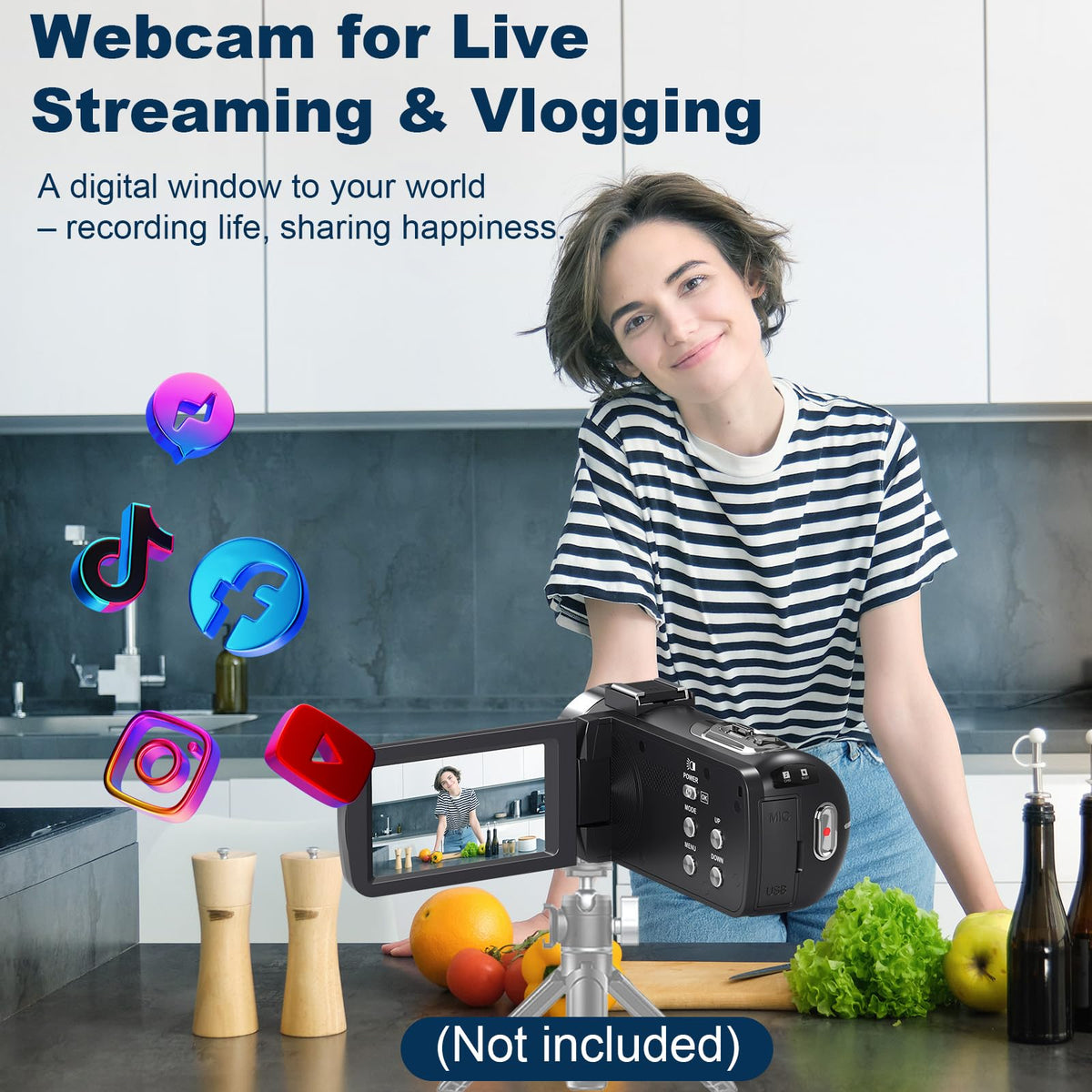 Peryoua webcam mode connection enables live streaming to YouTube.