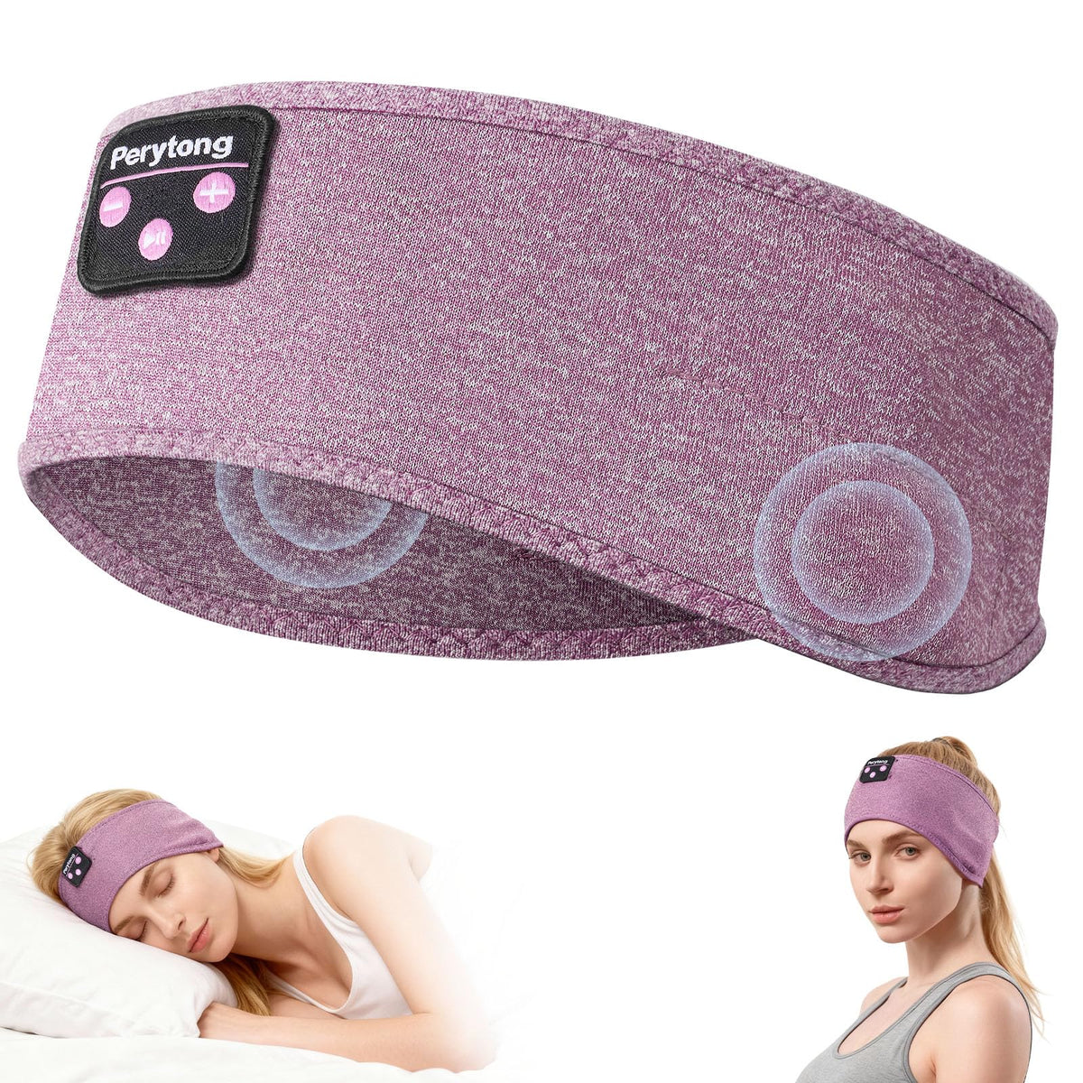 Perytong 3-in-1 sleeping headphones headband with soft fabric for comfortable sleep