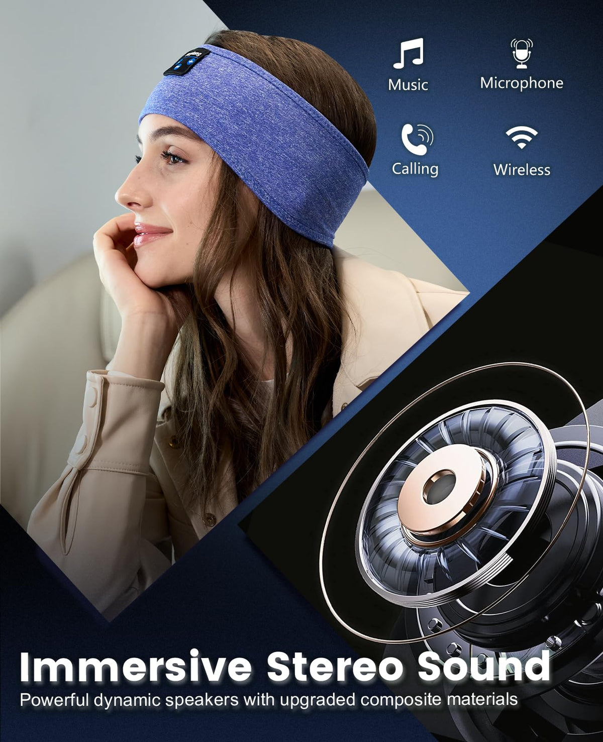 Perytong worn by side sleeper demonstrating comfortable pressure-free listening