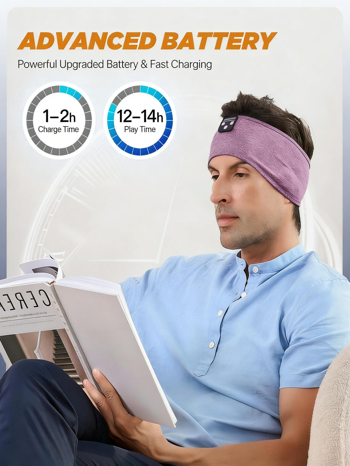 Perytong headband beside a smartphone to show scale and portability benefits