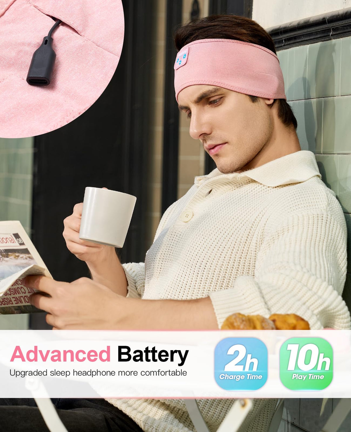 Perytong headband used during meditation or workouts with wireless audio