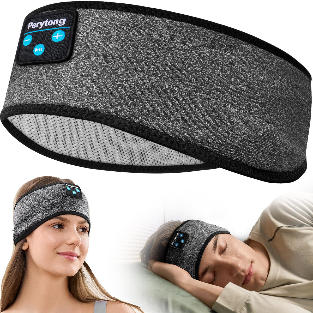 Perytong Sleep Headphones 3-in-1 design for music, sleep, and comfort.