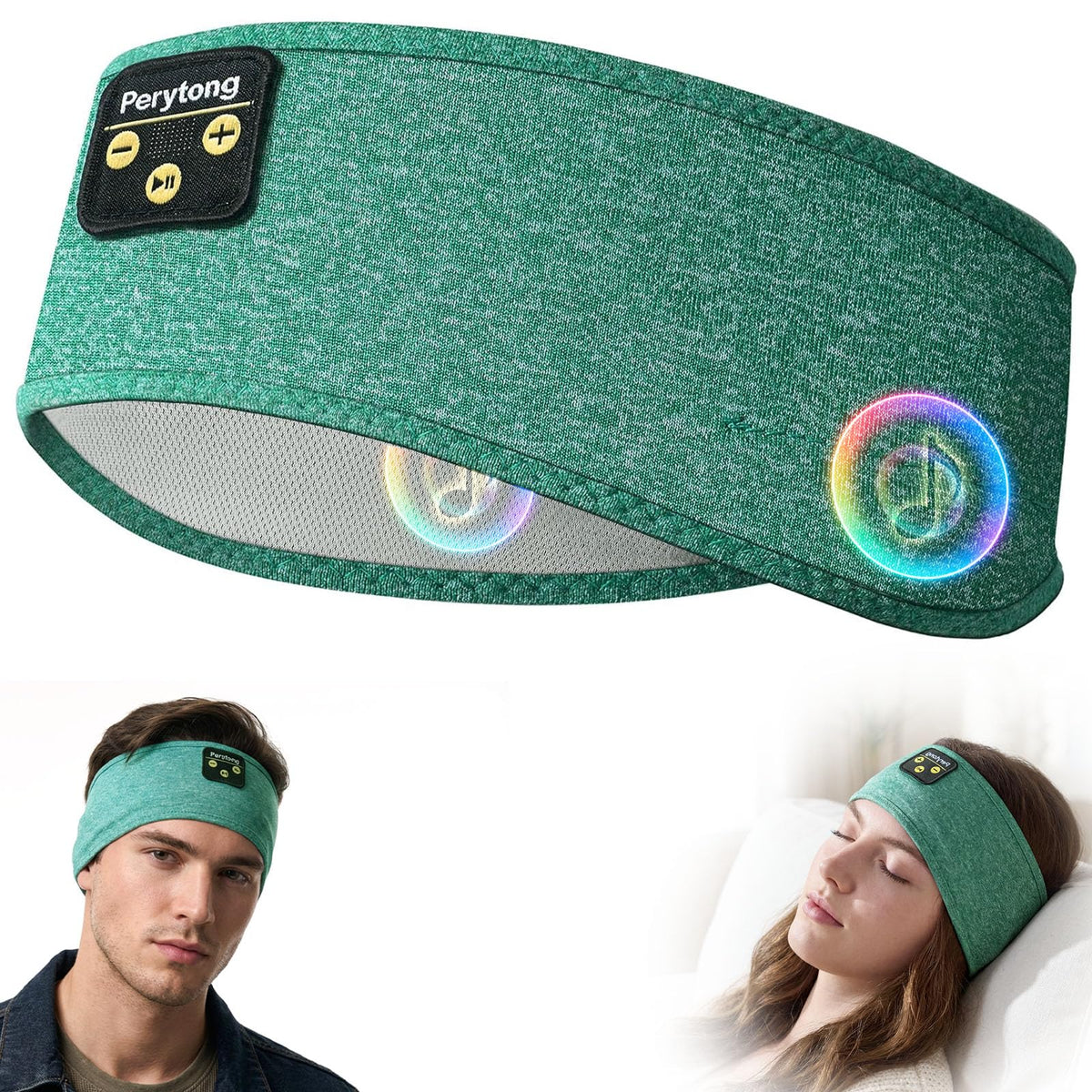 Perytong sleep headphones band front view for comfortable listening during night use